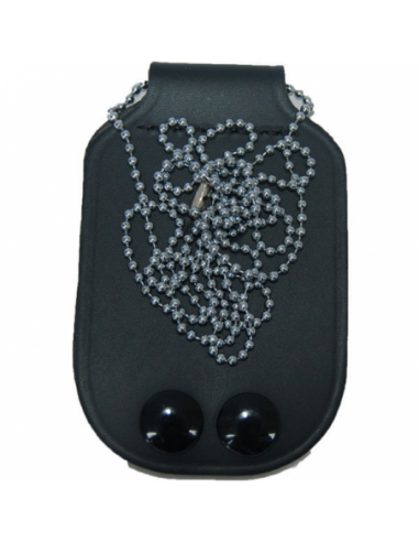 PORTA PLACA DE PIEL COLGANTE NEGRO