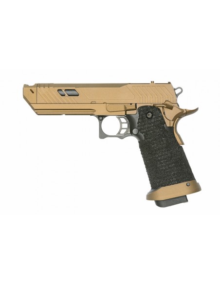 PISTOLA HICAPA CUSTOM GAS BLOW MARRON CON MALETIN