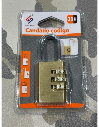 CANDADO COMBINACION 30MM DORADO
