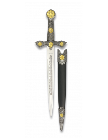 ESPADA TEMPLARIA TOLE10 PLATA CON FUNDA.