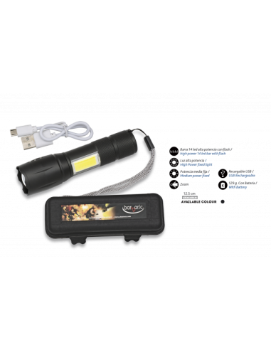 LINTERNA CON ZOOM, BARRA LED Y CAJA ABS