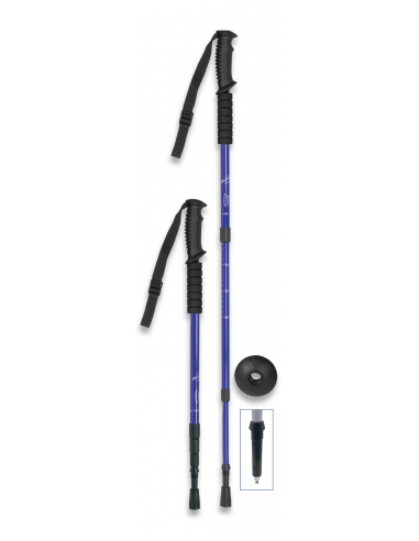 BASTON TREKKING ALUMINIO 3 TRAMOS AZUL