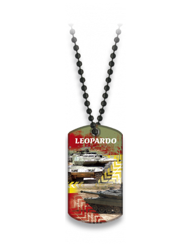 PLACA CON CADENA DE BOLAS LEOPARDO