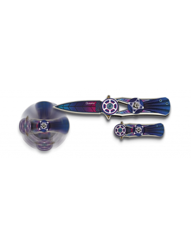 NAVAJA ALBAINOX SPINNER AZUL. HOJA: 6 CM