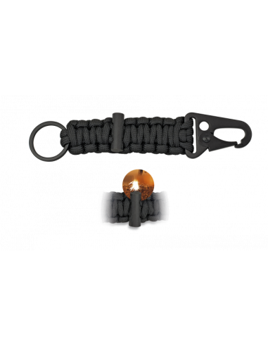 MINI MOSQUETON CON PARACORD NEGRO