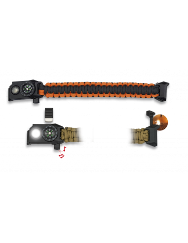BRAZALETE PARACORD/ BRUJULA/SILBATO/LED