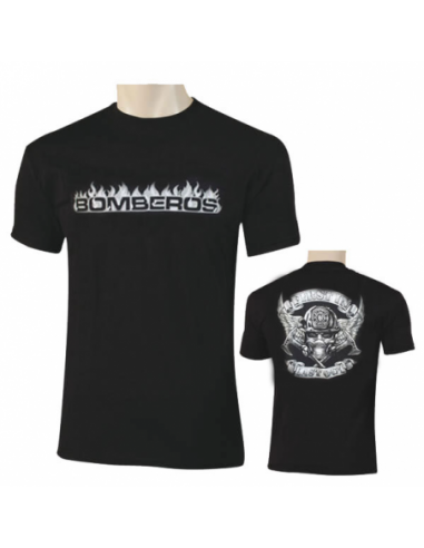 CAMISETA BOMBEROS FIRSTIN LAST OUT NEGRO