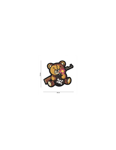 PARCHE PVC 3D TERROR OSO TEDY MARRON