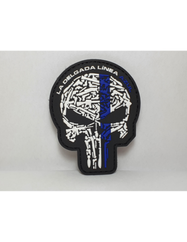 PARCHE CALAVERA LA DELGADA LINEA AZUL